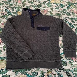 Men’s Patagonia Organic Cotton Quilt Diamond Snap Pullover Grey size medium